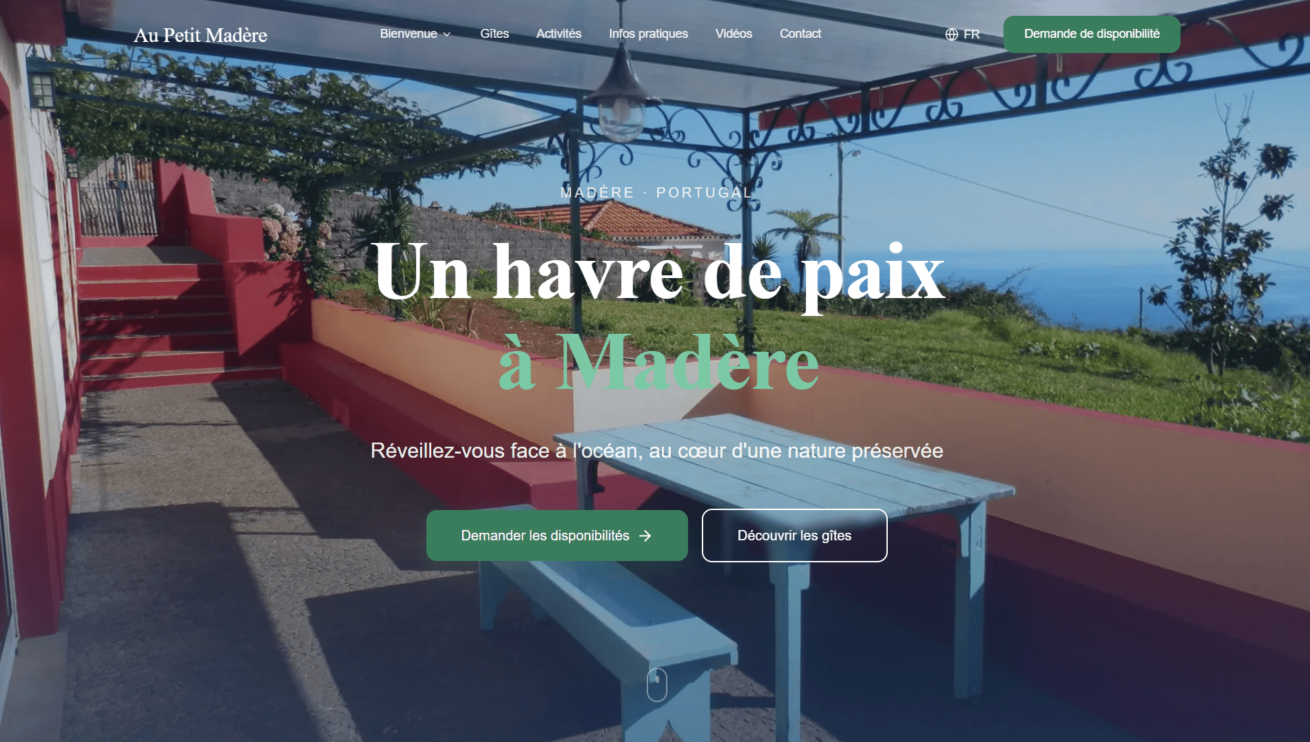 Au Petit Madère — Refonte du site des gîtes